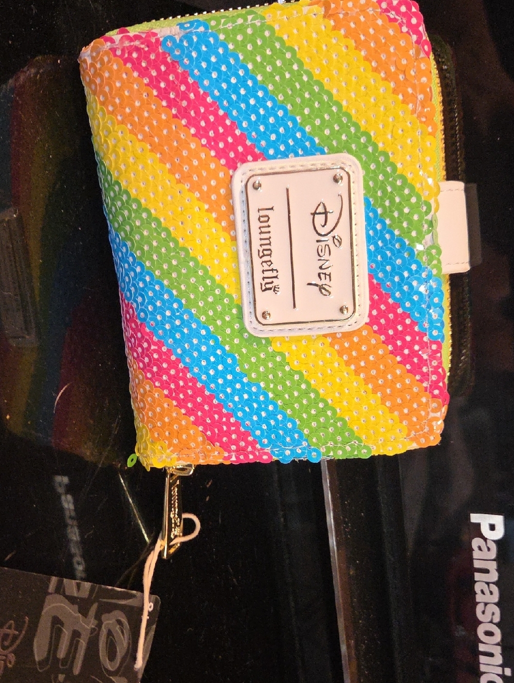 Loungefly Rainbow Sequin Zip Wallet - Multicolor Stripes